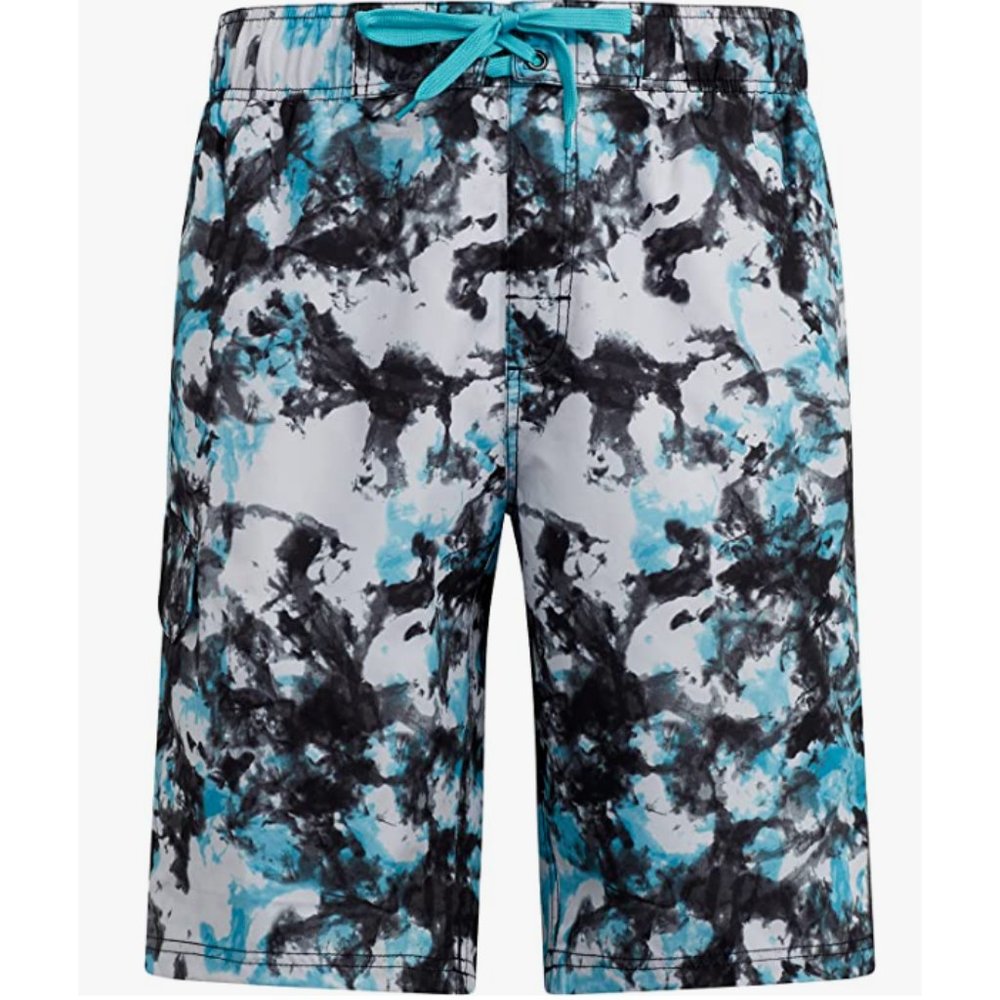 Kanu Surf Boys Specter Quick Dry UPF 50+ Beach Swim Trunk, Seafoam Black/Aqua XL